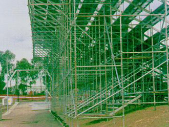 steel beams connected for grandstand seating